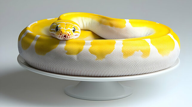Yellow Python on Cake Stand, Studio Shot