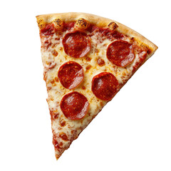 Delicious pepperoni pizza slice on a clean white background