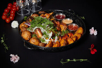 Food photography grilled potatoes 