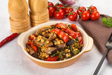 Eastern cuisine - Ptitim with beef and vegetables