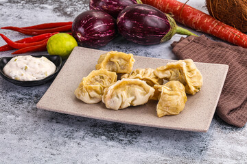 Steamed Nepali Momo stuffed dumplings