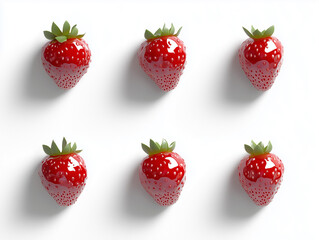 Icônes de fraises rouges en 3D sur fond blanc