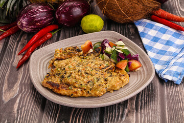 Tasty chicken steak with vegetables