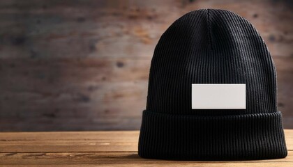 black cap on the wooden table