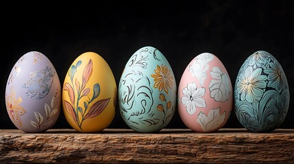 Easter day celebration with pastel tone easter eggs spring garden decorative art close-up view