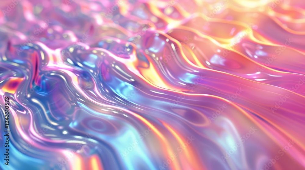 Poster vibrant iridescent gradient flowing in abstract patterns creating a mesmerizing digital background