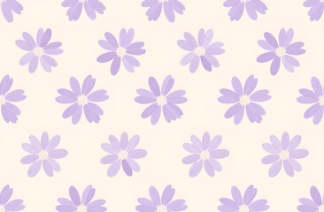 Violet flowers on beige background pattern, simple design, floral pattern