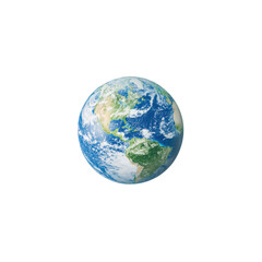 Fototapeta premium Globe showing Earth, blue oceans and green landmasses, white isolated background.