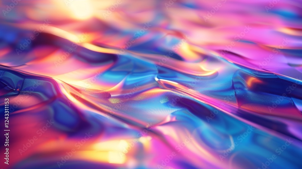 Poster iridiscent abstract gradient background with smooth waves in vibrant colors for artistic design