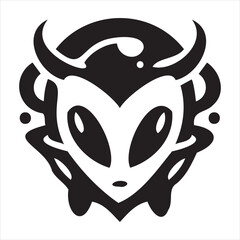A playful alien icon with a modern and minimalistic design, featuring a unique extraterrestrial face. Perfect for sci-fi themes, gaming, technology projects, and creative branding.