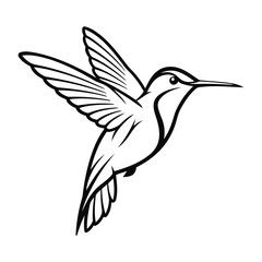 Cute  fly Hummingbird silhouette vector illustration clipart.