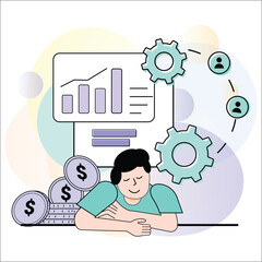 Automated Marketing & Sales Optimization AI, CRM & Data Analytics Vector Illustrations