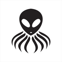 A playful alien icon with a modern and minimalistic design, featuring a unique extraterrestrial face. Perfect for sci-fi themes, gaming, technology projects, and creative branding.