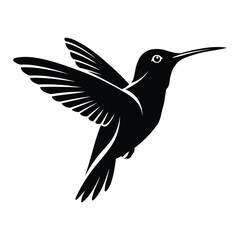 Cute little fly Hummingbird silhouette vector illustration.