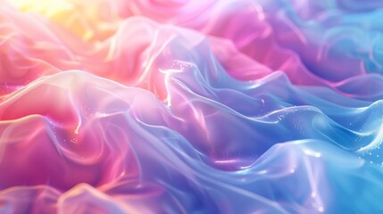 Obraz premium Vibrant iridescent gradient waves create an abstract backdrop of swirling colors and light reflections