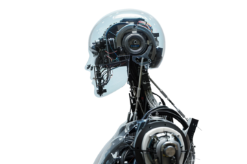 AI and Robotics Taking Over Jobs: Impact on Employment and Society Isolated on Transparent Background