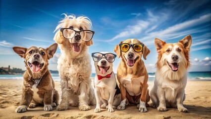 Cute Dog Wearing Glasses, Playful Puppy, Happy Pet, Adorable Doggy, Funny Animal