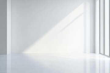 White empty room with window and sunlight. 3D rendering. Mock up.