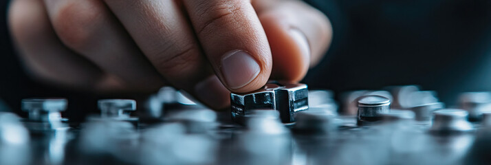 Hand Adjusting Metallic Knob on Control Panel