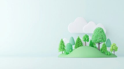 Obraz premium Sustainable Investment Insights, AI model analyzes corporate sustainability trends, providing strategic guidance for ESG investments in a minimalist 3D vector environment