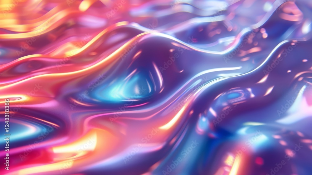 Poster iridescent abstract gradient background with flowing colors and smooth textures in digital art desig