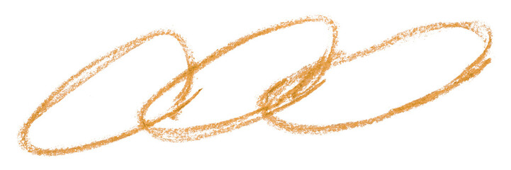 Orange pencil strokes isolated on transparent background