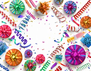 Fototapeta premium carte, image de fête et de cadeau avec bolduc et strapontin, anniversaire, fête, jour de l'an, bonheur en ia
