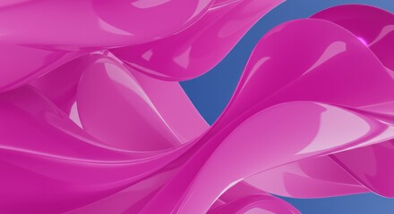 Abstract Pink Swirls Against Blue Background