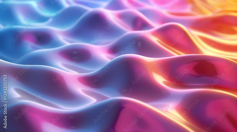 Poster dynamic iridescent gradient waves create a mesmerizing abstract background for artistic endeavors in