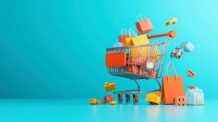 AI Mobile Commerce Assessment, an advanced AI analyzes shopping trends, enhances app experience, modern 3D vector design, minimalistic backdrop, open and uncluttered environment