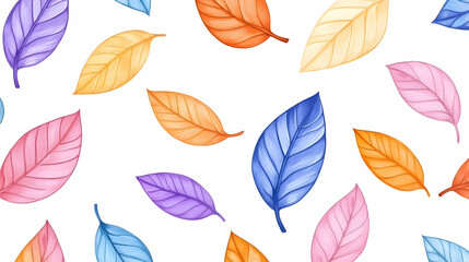 Fototapeta premium Colorful autumn leaves pattern, vibrant illustration, abstract background, graphic design, artistic, nature themed