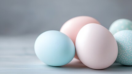 Fototapeta premium Easter day celebration with pastel tone eggs captivating scene soft light playful vibes