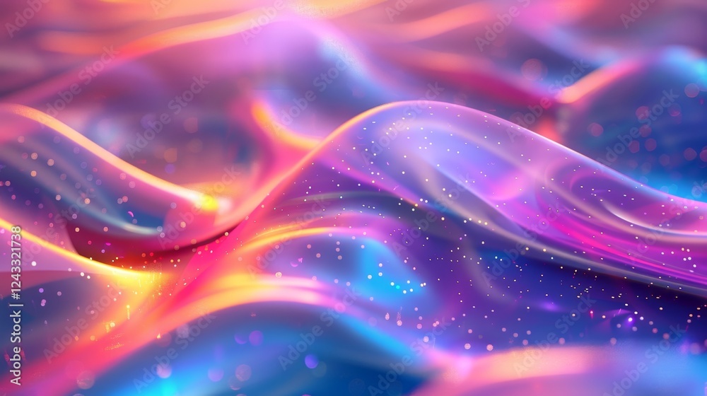 Poster vibrant iridescent abstract background with flowing gradient patterns and shimmering textures