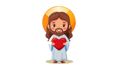 Cute Jesus Christ illustration, use as sticker, card, flyer, Book cover or T Shirt Design