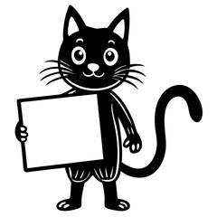 cat with blank sign