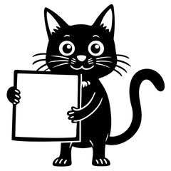 cat with blank sign