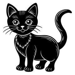 black and white cat vector illustration