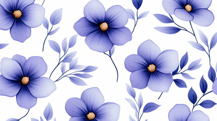 Floral Pattern - Delicate blue flowers and leaves