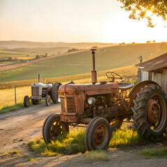 antique tractor in a vintage