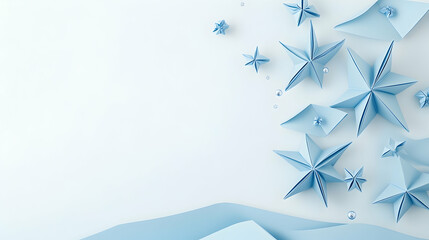 Light blue paper stars, abstract background, design element, promotional
