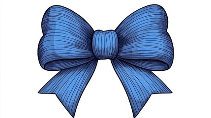 A Detailed Illustration Of A Blue Ribbon Bow