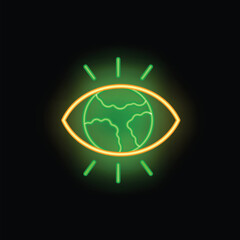 Neon eye watching green planet earth symbolising environmental awareness