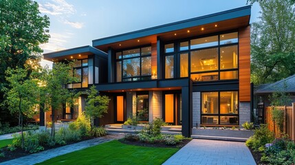 Modern modular private townhouses with minimalist residential architecture