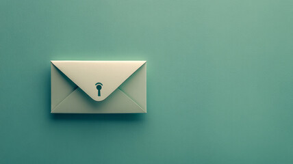 Envelope with a lock symbol on a teal background.
