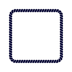 Square rope frame. Thread, hemp twine, jute, steel cable decoration element. Vignette in maritime, yacht or nautical style. River, sea or ocean theme ornament. Vector graphic illustration.