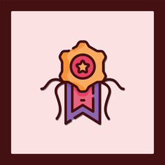 Award Icon: Achievement Emblem with Star and Ribbon