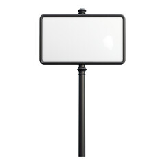 Fototapeta premium Minimalist blank sign on pole, simple design, versatile use, transparent background, ideal for custom labeling, clean and unobtrusive appearance