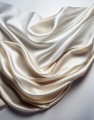  白い背景に広げられたシルクの布