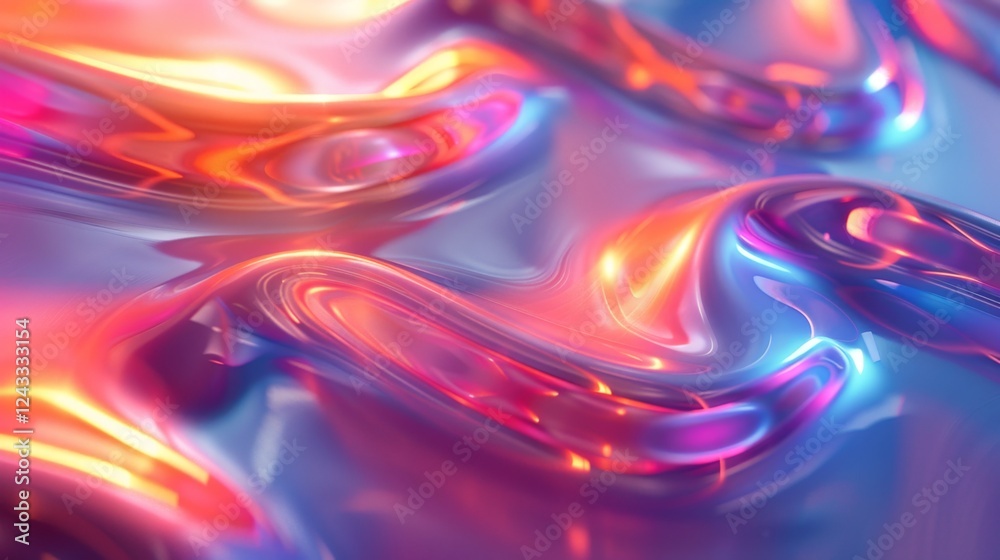 Poster dynamic iridescent abstract background showcasing colorful gradients and flowing patterns