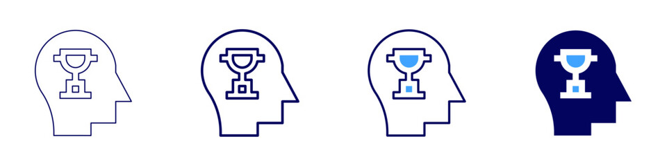 Brand goals icon in 4 different styles. Thin Line, Line, Bold, and Bold Line. Duotone style. Editable stroke